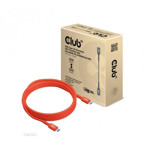 CABLE CARGA CLUB3D CERTIFICADO USB2 TIPO C 3M