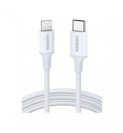 CABLE UGREEN USB C to LIGHTNING MFI 1M WHITE